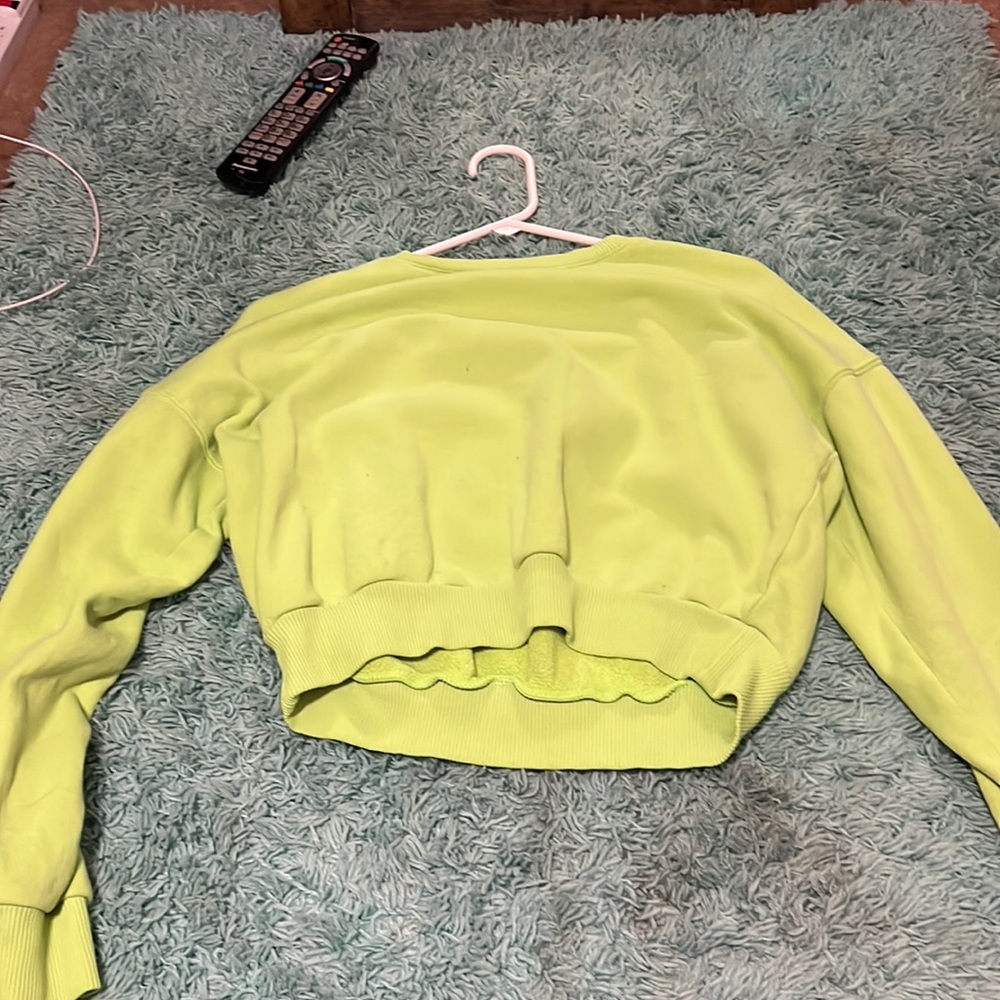Lime green, American Eagle over sized cropped long sleeve sweater